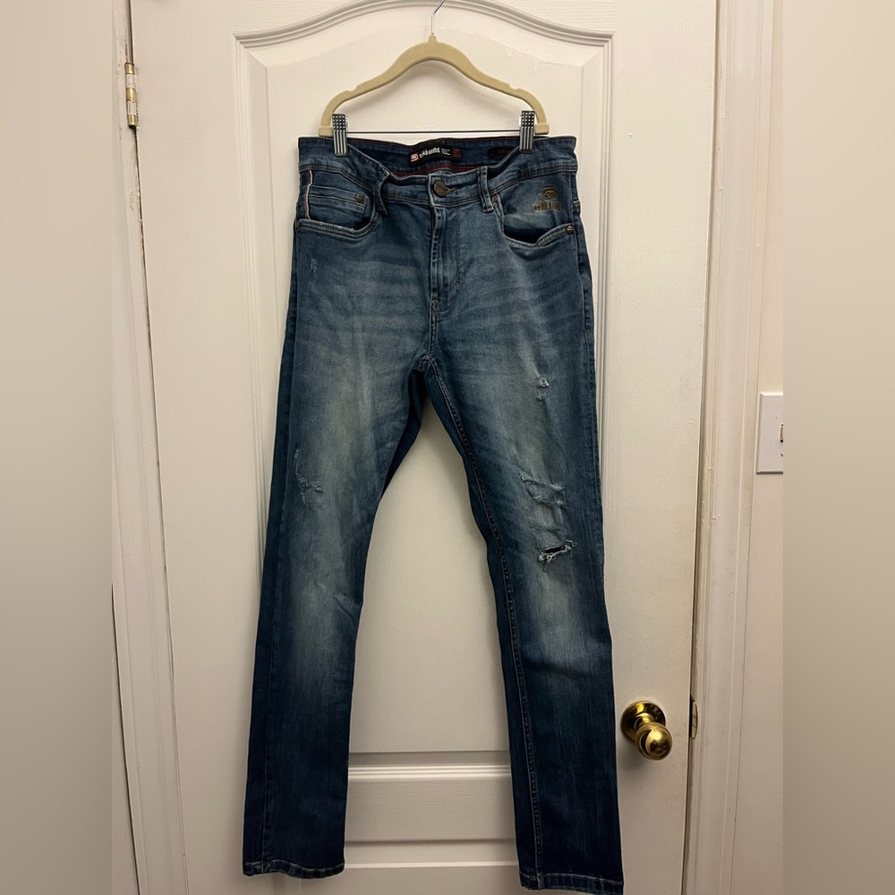 Ecko Unlimited Distressed Blue Jeans